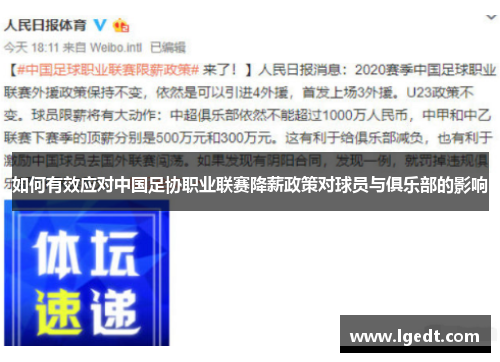 如何有效应对中国足协职业联赛降薪政策对球员与俱乐部的影响